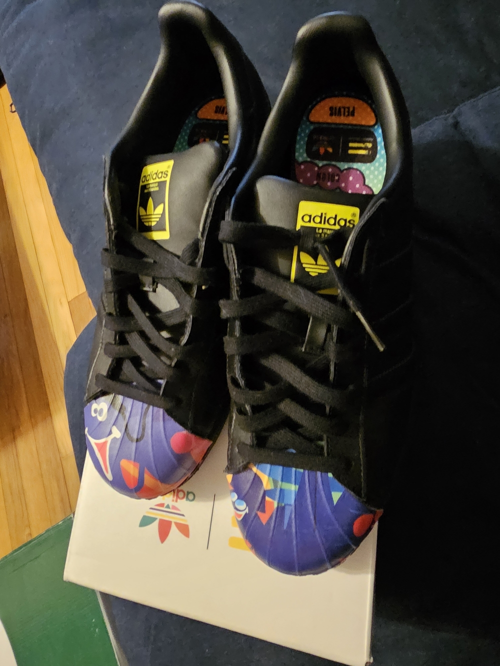 adidas Black Sneakers with Multicolor Graphic Toe